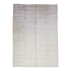 2010s Gray Wool & Silk Rug Handmade With Abstract Pattern