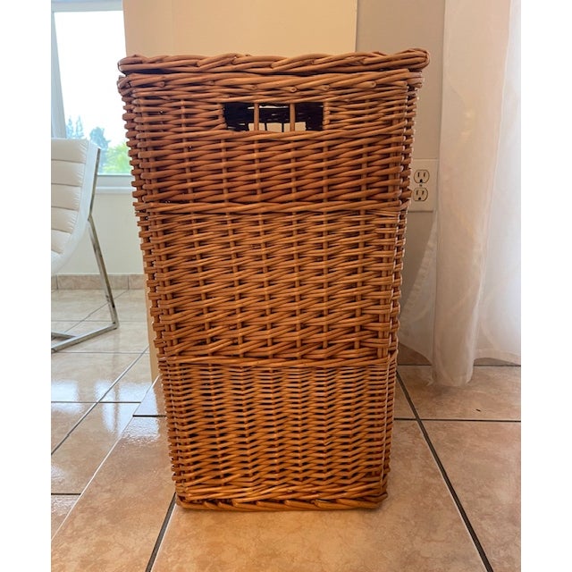 Wood Rattan Hamper, Vintage For Sale - Image 7 of 13