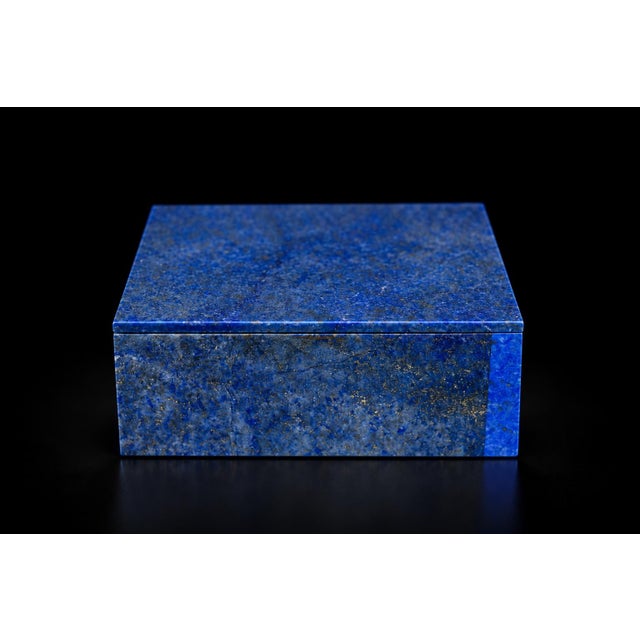 Lapis Lazuli Box Single Panel Whole Slab Lid and 2 Sides Italian No Dye or Filler For Sale - Image 14 of 16