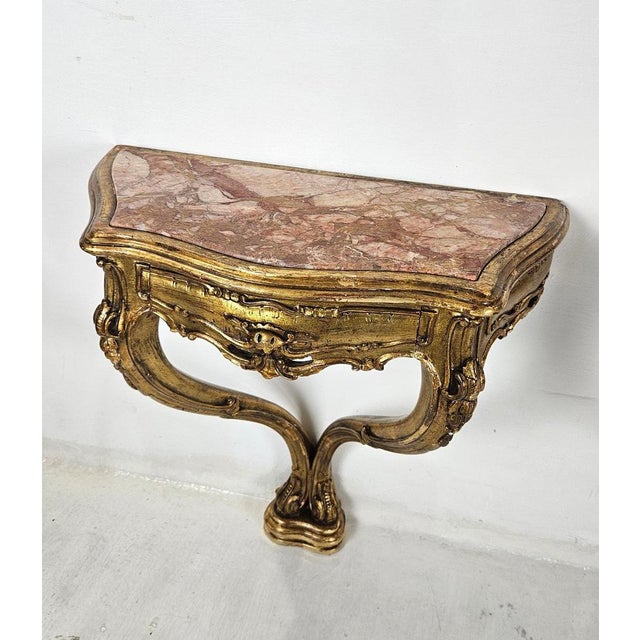 Venetian Rococo Console Nightstands with Rosso Verona Marble, 1930s, Set of 2 For Sale - Image 11 of 15