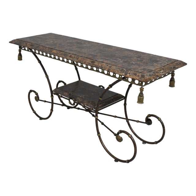 French Style Marble Top Metal Base Pastry Console Table For Sale