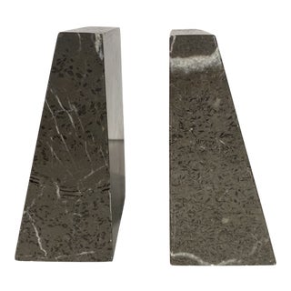 1970s Marble Wedge Bookends Decor - a Pair For Sale