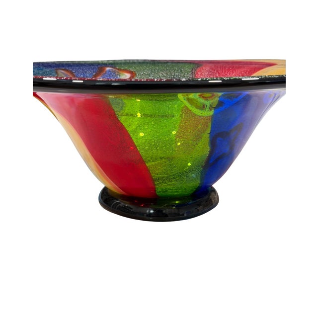 Ruby Red Late 20th Century Oversized Multicolor Murano-Style Art Glass Centerpiece Bowl – 17” For Sale - Image 8 of 12