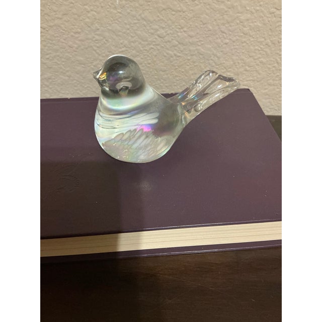 1970s Beautiful Clear Iridescent Glass Bird For Sale - Image 5 of 8