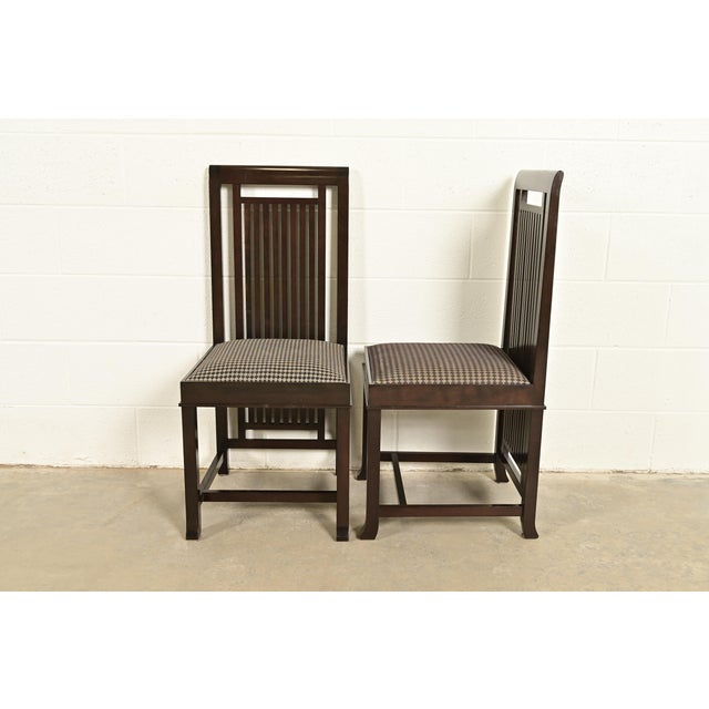 Frank Lloyd Wright for Cassina Arts & Crafts Dark Cherry Wood Dining Chairs, Set of Four For Sale - Image 10 of 13