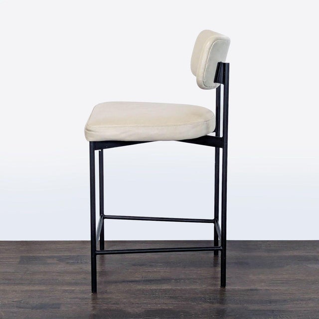 Modern Pottery Barn Maison Leather Bar Stool For Sale - Image 3 of 9