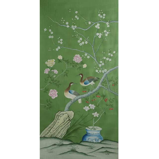If you love the look of De Gournay wallpaper but not the price, this is for you. Green Chinoiserie Hand-Painted Wallpaper,...