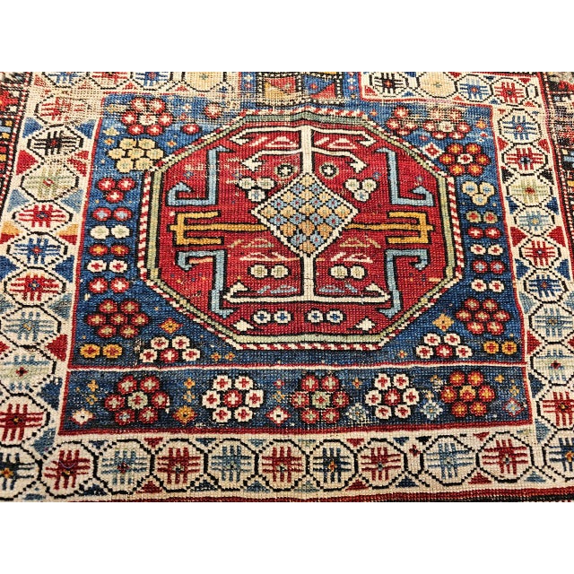 Antique Caucasian Shirvan Area Rug, Handwoven Wool, Geometric Medallion, 3' x 5' For Sale - Image 15 of 17