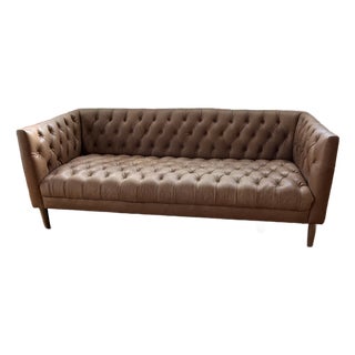 Crate & Barrel Rollins Leather Sofa For Sale