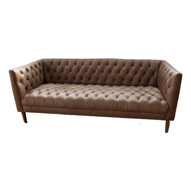 Crate & Barrel Rollins Leather Sofa For Sale