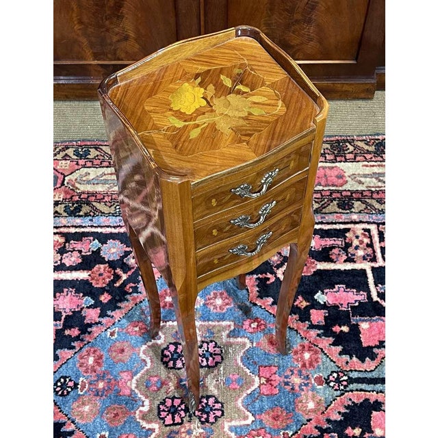 Louis XV Bedside Table in Rosewood and Oak, 1970s For Sale - Image 3 of 9