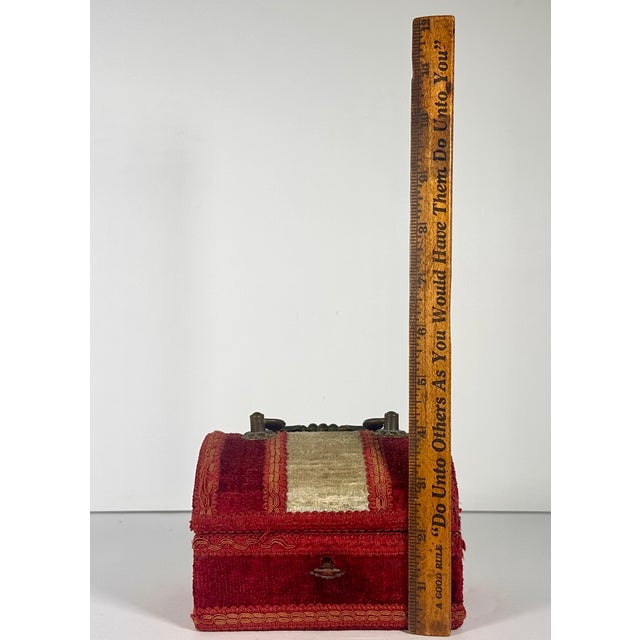 Antique Velvet Jewelry, Trinket or Sewing Box For Sale - Image 16 of 18
