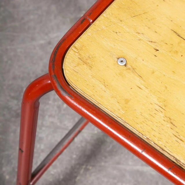 French Red Mullca Stacking Laboratory Stool, 1960s For Sale - Image 4 of 9