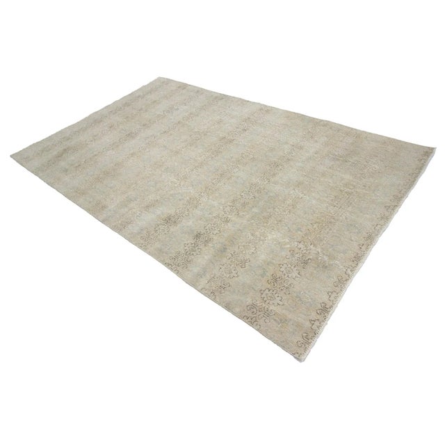 1960s Vintage Washed Out Deco Turkish Rug- 5′2″ × 8′5″ For Sale - Image 4 of 7