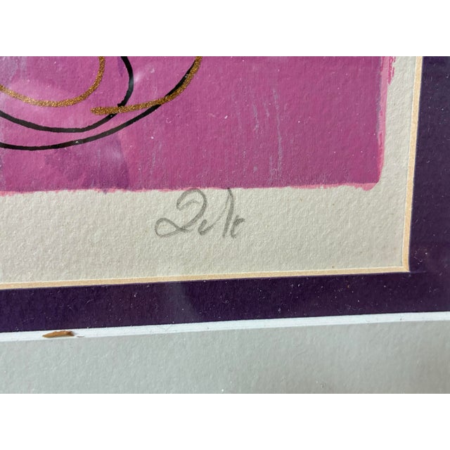 Late 20th Century Large Signed Zule Moskowitz “El Patio” Lithograph — Glam Vintage Fashion Illustration, Designer Statement Wall Art For Sale - Image 4 of 6