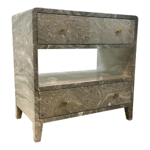 Made Goods Modern Gray and White Swirl Deandre Nightstand