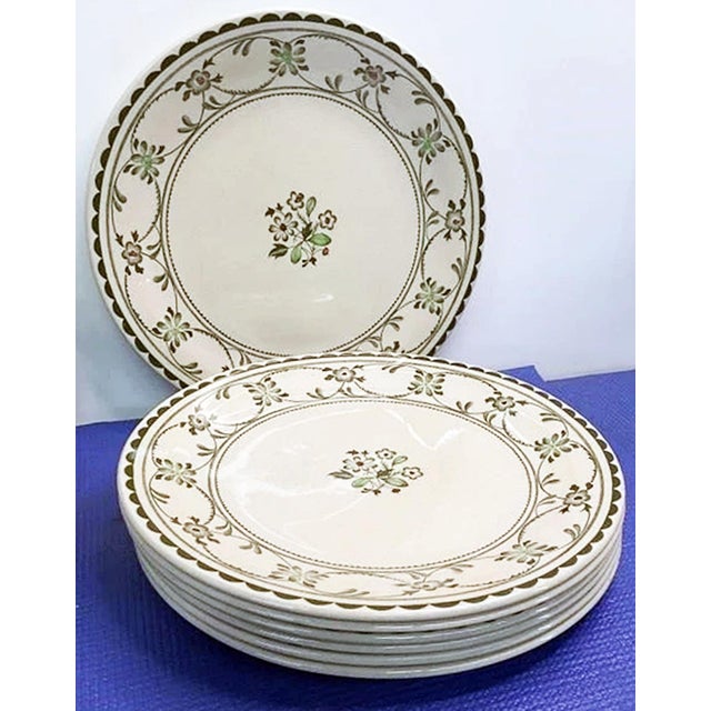Cream 1970s Johnson Bros 'Provence" Pattern Dinner and Salad Plates, Set of 13 For Sale - Image 8 of 8