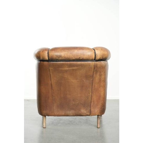 Vintage English-Style Club Chair in Sheepskin Leather For Sale - Image 4 of 14