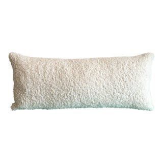 Ivory Teddy Boucle Lumbar Pillow With Insert For Sale