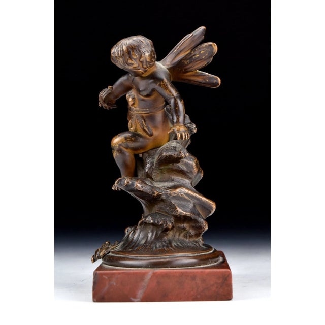 Fine Antique Bronze Sculpture of Fairy or Nymph With Frog For Sale - Image 4 of 5