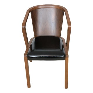 Vintage Armchair in Leatherette and Wood For Sale