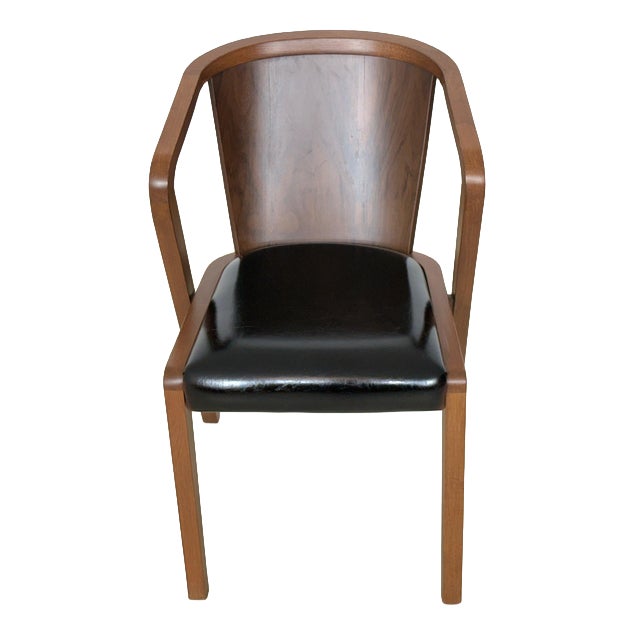 Vintage Armchair in Leatherette and Wood For Sale