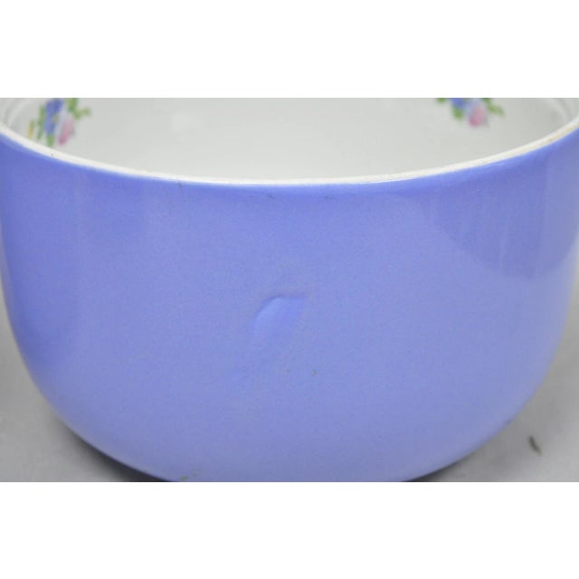 Ceramic Vintage Hall's "Rose Parade" 1259 Blue Ceramic Nesting Mixing Bowls - Set of 3 For Sale - Image 7 of 13
