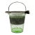 1930s Art Deco Green Uranium Glass Ice Bucket With Silver Overlay & Chrome Tongs - 2 Piece Set For Sale