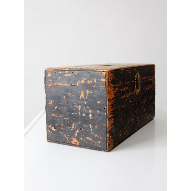 Black Antique Primitive Wood Ballot Box For Sale - Image 8 of 15