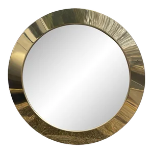 Curtis Jere Round Brass Wall Mirror Artisan House, Mid Century Signed 1977