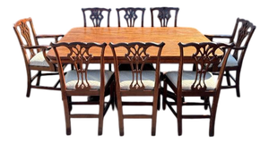 Antique Mahogany Dining Table and Chairs, Set of 9