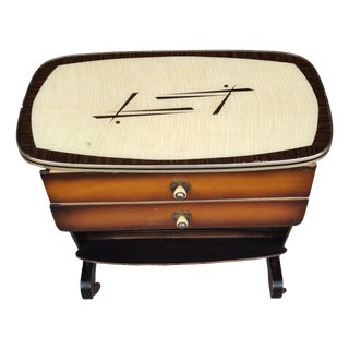 Vintage Rolling Newspaper and Sewing Table, 1950s For Sale