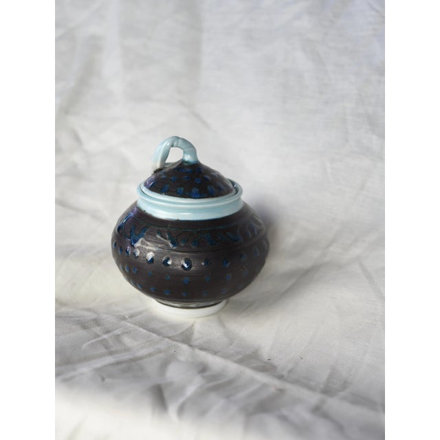 1980s French Lilou Milcent Porcelain Blue and Black Box For Sale - Image 6 of 10