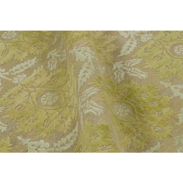Textile Contemporary Block Print Custom Floral Chartreuse & Beige Wool Rug by Rug & Kilim, India For Sale - Image 7 of 10