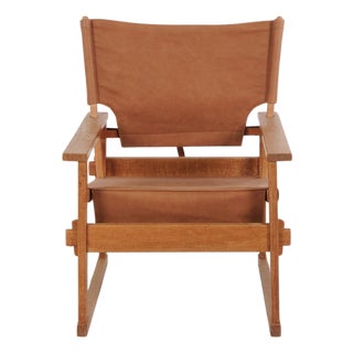 Model 60 Chair in Oak and Saddle Leather by Kai Winding for Poul Hundevad, 1960s For Sale