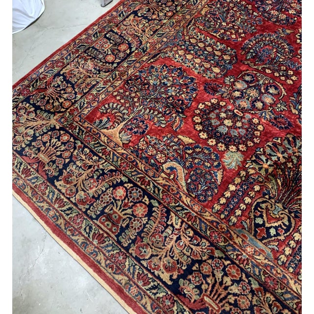 1920s 1920s, Handmade Antique Persian Sarouk Rug 9.1' X 11.6' For Sale - Image 5 of 10