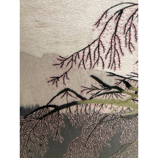 Textile Vietnamese Embroidered Textile Landscape Wall Art, Vintage For Sale - Image 7 of 12