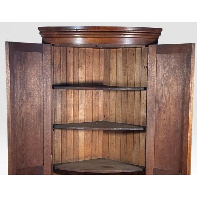 Antique Nineteenth Century American Country Pine Curved Bow Front Corner Cupboard Cabinet For Sale In Portland, ME - Image 6 of 14