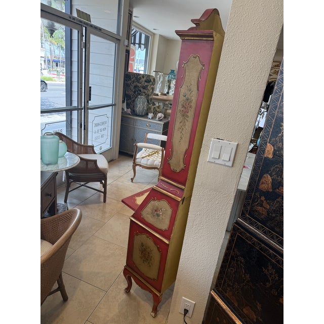 Rococo Italian Hand Painted Venetian Style Secretary Desk For Sale - Image 3 of 18