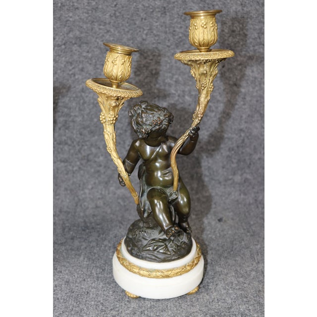 Fine Marble and Bronze Figural Clock Candelabras by Lemerle Charpentier For Sale - Image 15 of 16