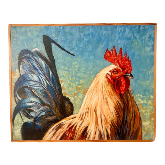 Folk Art Rooster Archival Giclee Print, by Pam Lewis For Sale