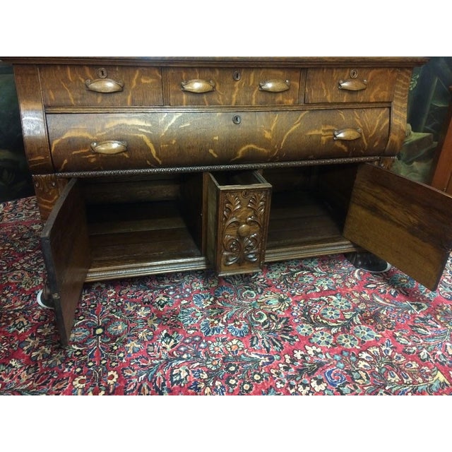Antique Oak Buffet, Carved Victorian Buffet Bar For Sale - Image 10 of 16