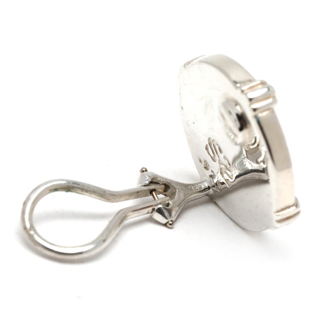 Slane Round Cross Clip on Earrings, Sterling Silver, Length .75 In. For Sale - Image 4 of 4