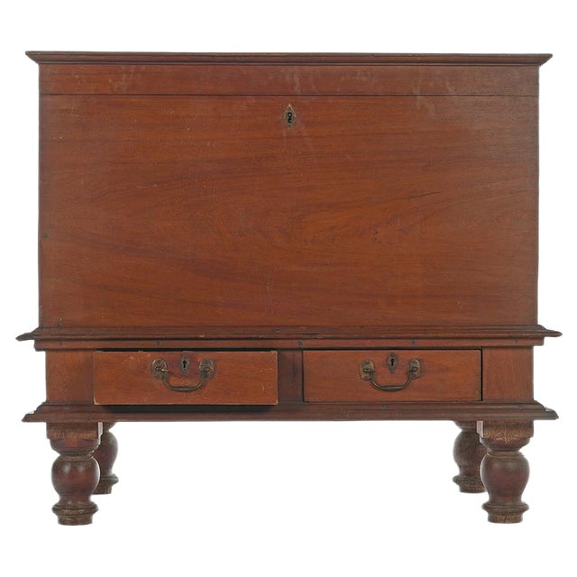 Wooden Box with 2 Drawers For Sale