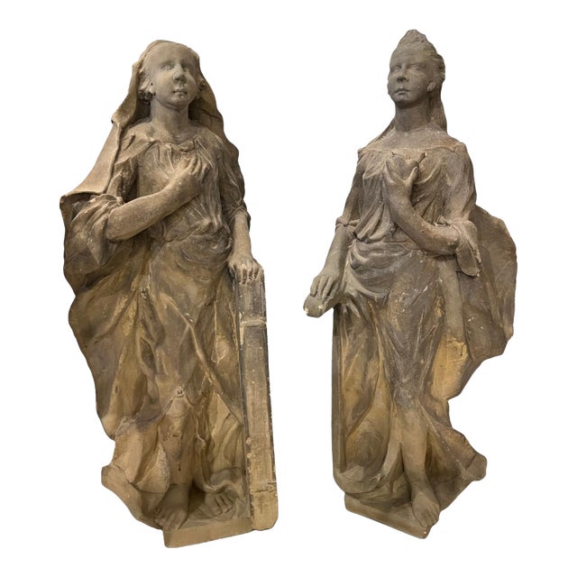 18th Century German Pair of Stone Statues For Sale