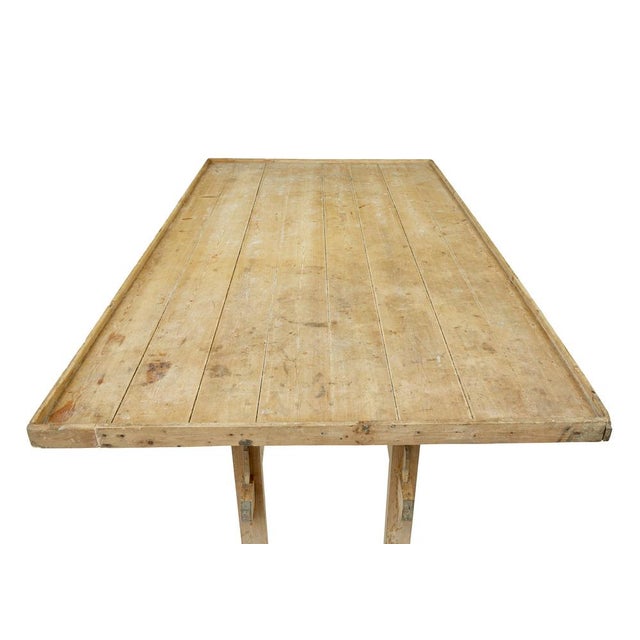 19th Century Swedish Pine Trestle Bakers Table, 1850s For Sale - Image 8 of 10