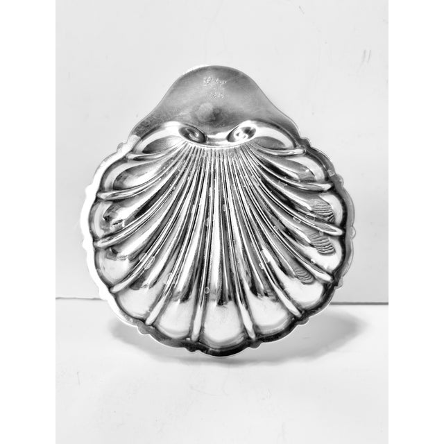 Metal Vintage Gorham Silverplate Shell Dish With Figural Fish Handle – Coastal Tabletop Barware Catchall For Sale - Image 7 of 8