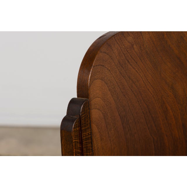 Set of 6 French Art Deco Walnut Dining Chairs in Olive Green Velvet, 1930s For Sale - Image 11 of 18