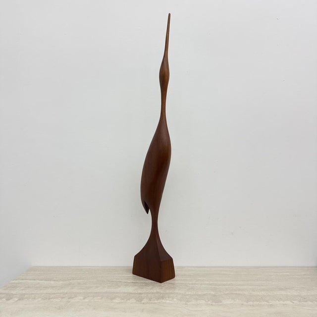 Mid-Century Teak Crane Figurine, 1960s For Sale - Image 12 of 18