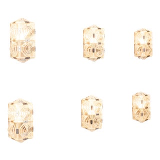 Vintage Wall Lamps from Kamenický Šenov, 1970s, Set of 6 For Sale